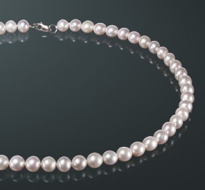 Ожерелье и бусы из жемчуга б800л40с: белый пресноводный жемчуг, серебро 925°