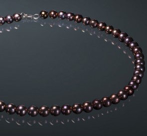 Ожерелье из жемчуга ш8502х40з: шоколадный пресноводный жемчуг, золото 585°