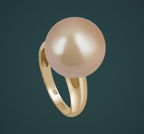 Кольцо с жемчугом 7950: золотистый морской жемчуг, золото 585°